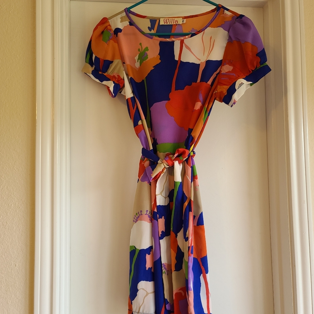 Flower Large Color Blocks Dress